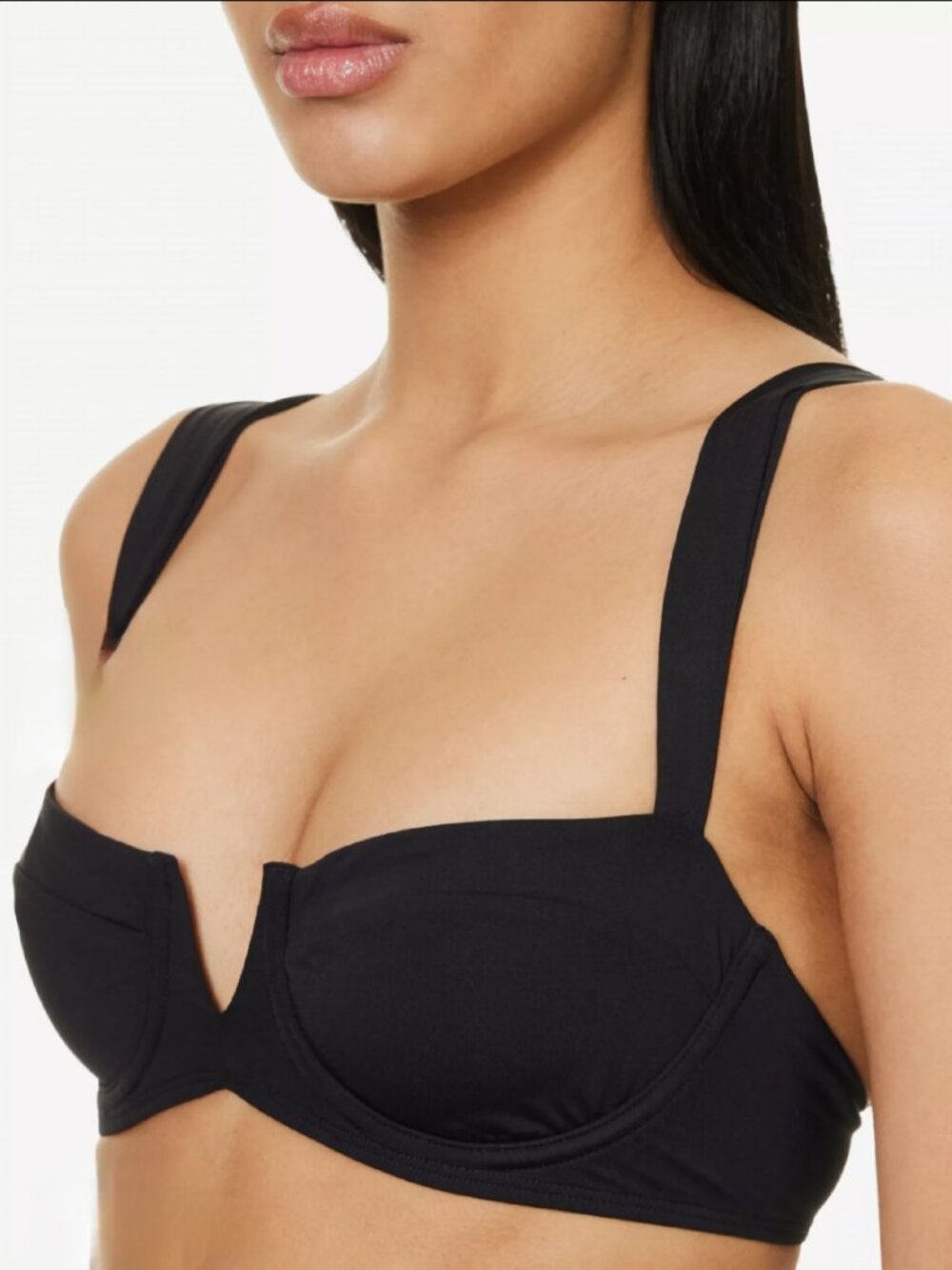 Monday Swim Clovelly Top Black Chevron Large Bikini NWT